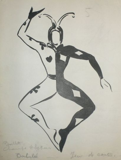 LUCIENNE PAGEOT ROUSSEAUX 1899-1995 Le danseur DAVILEE, le danseur, encre sur papier,...