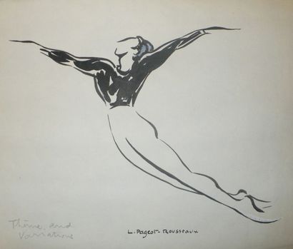 LUCIENNE PAGEOT ROUSSEAUX 1899-1995 Thème et variation, le danseur, encre sur papier,...