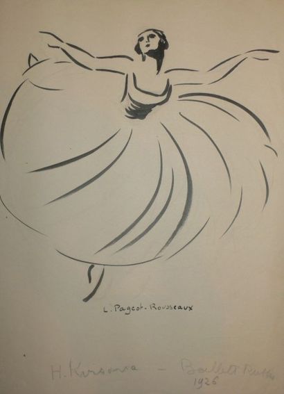 LUCIENNE PAGEOT ROUSSEAUX 1899-1995 KIRSONOVA La danseuse 1926, encre sur papier,...