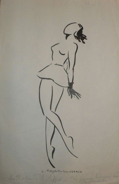 LUCIENNE PAGEOT ROUSSEAUX 1899-1995 La danseuse, encre sur papier, 45X28 Signée en...