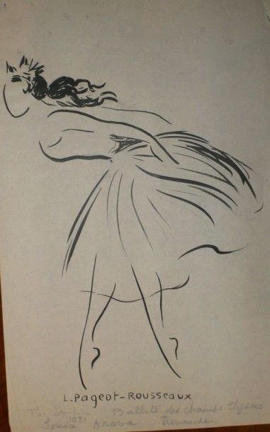 LUCIENNE PAGEOT ROUSSEAUX 1899-1995 La danseuse1951 , encre sur papier, 45X28 Signée...