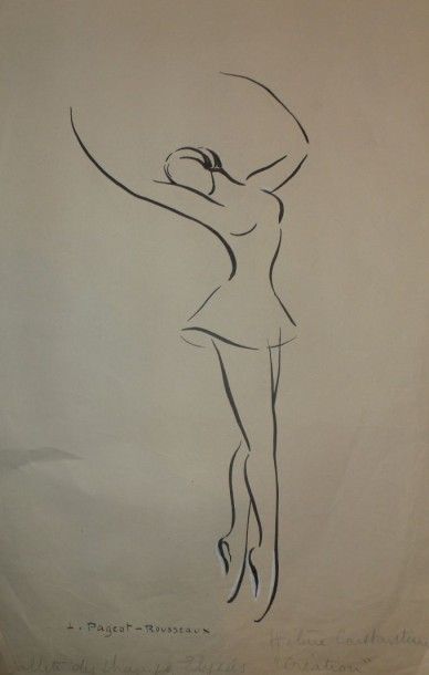 LUCIENNE PAGEOT ROUSSEAUX 1899-1995 La danseuse Helene, encre sur papier, 45X28 Signée...