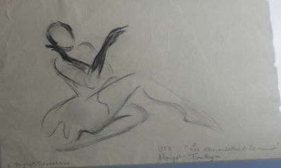 LUCIENNE PAGEOT ROUSSEAUX 1899-1995 Les demoiselles de la nuit, Margot 1953, dessin...