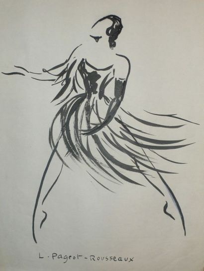 LUCIENNE PAGEOT ROUSSEAUX 1899-1995 La danseuse. Encre sur papier 33X25 Signée en...