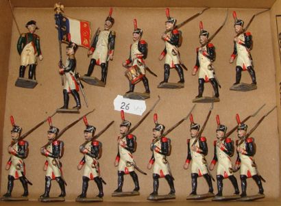 null 1er Empire: Grenadiers au défilé avec Napoléon 1er dont Officier ? Porte Drapeau...
