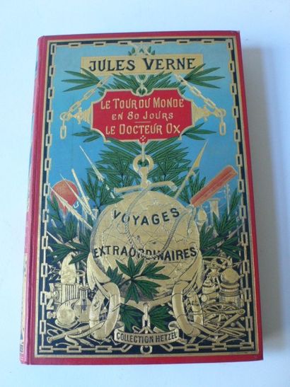 VERNE (Jules) Le Tour du monde en quatre-vingts jours. Le Docteur Ox. P, Hetzel,...