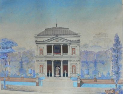 Luis MICHAUD (Ecole française du XIX-ème) « Projet d'un Temple des Arts: Poésie,...
