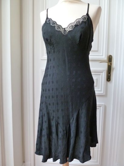 null Deux combinaisons en soie noire, T.42 44, Christian Dior lingerie
