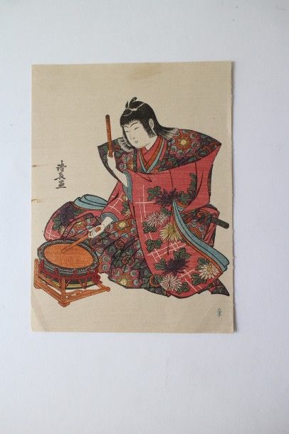 Lot de six estampes, Torii Kiyonaga dit Kiyonaga (1752-1815)  oban tate-e, représentant...