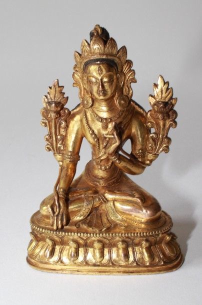 asie. Petit Bouddha en bronze doré, position assise. Haut. : 10 cm