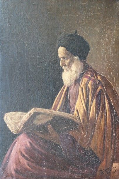 Ecole orientaliste début XX-ème : « Portrait d’homme ». Huile sur toile. 60 x 40...