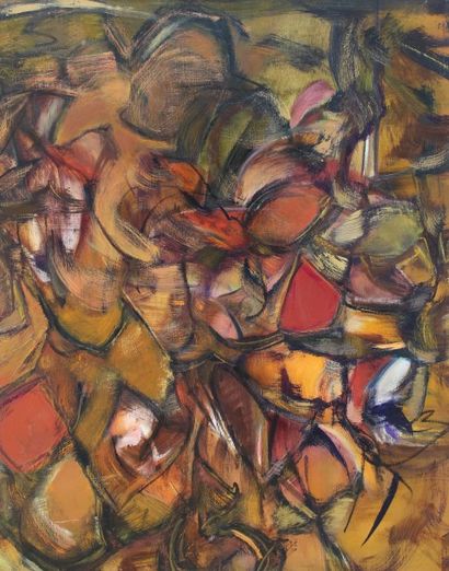 ROUSSILLON Jean (1923-2004) « Composition ». Huile sur toile. Cachet de la signature...