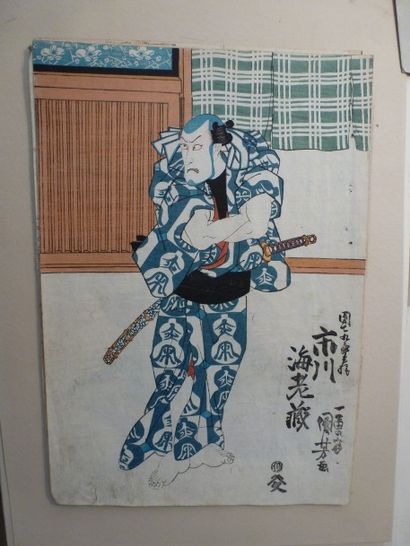 null Ensemble de 24 estampes japonaises, dont Hirohige, Kunisada et Toyokuni, XIX-ème...