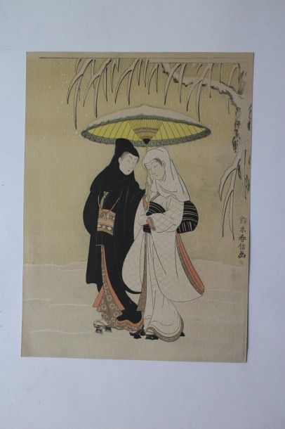 Lot de onze estampes, Suzuiki Harunobu, dit Harunobu (ca 1725-1770) 

chuban tate-e,...