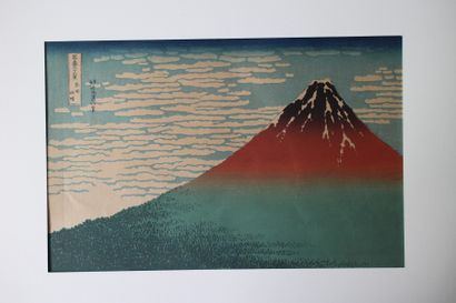 Lot de trois estampes, Katsushika Hokusai (1760-1849), chuban et oban yoko-e, de...