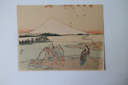Lot de cinq estampes, Katsushika Hokusai (1760-1849) 

yoko-e, de la série Fugaku...