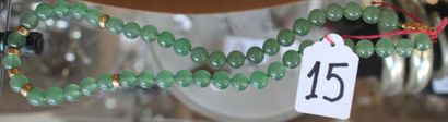null 1 collier de perles de jade vert avec 6 anneaux en or