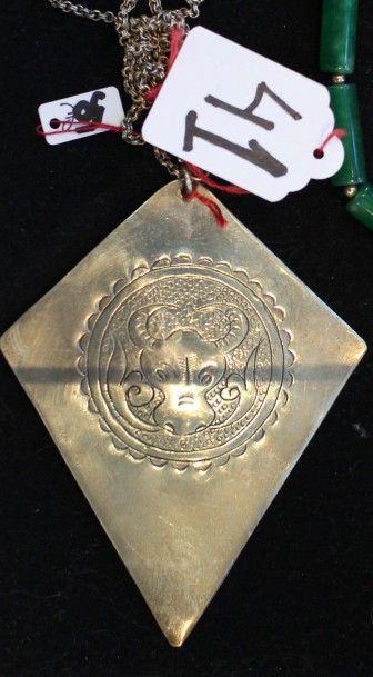 null 1 pendentif tibétain en forme de losange en baitung (nickel, cuivre et zinc...