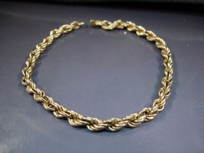 null Bracelet en or jaune 14K maille corde. Poids: 4.60g. Longueur: 20 cm