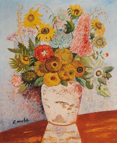 Elisée MACLET (1881-1962) « Bouquet de fleurs dans un vase », huile sur toile, signée...