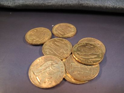 null Lot de 10 pièces de 20 FRF or République Française