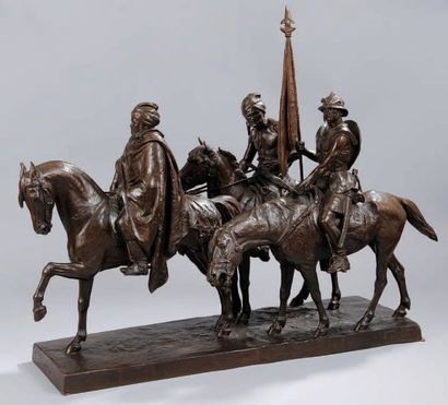 BONNESEN CARL JOHAN (1868-1933) « Attila ». Important groupe en bronze à patine brun...
