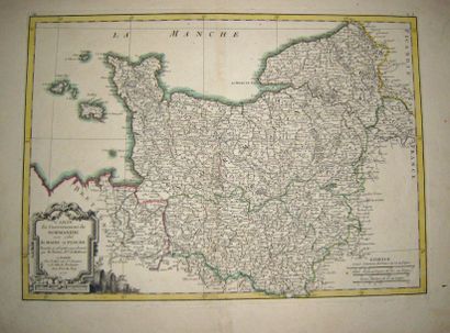 null CARTE DE LA NORMANDIE - "Carte du Gouvernement de NORMANDIE avec celui du MAINE...