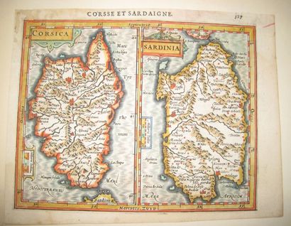 null CARTES DE LA CORSE & SARDAIGNE - MERCATOR,G./ HONDIUS, Amsterdam, 1608. "Corsica...