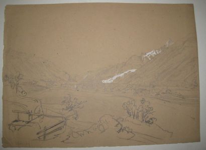 null HAUTE-SAVOIE (74) - CHAMONIX - "Chamouny". c.1864. DESSIN à la mine de plomb...