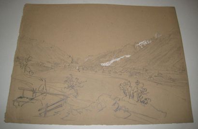 null HAUTE-SAVOIE (74) - CHAMONIX - "Chamouny". c.1864. DESSIN à la mine de plomb...