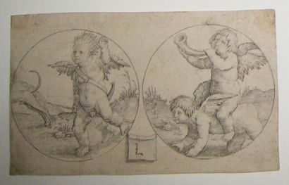 null LEYDEN Lucas van (Leyden 1494-1533) - (Enfants jouant). Burin sur papier vergé....