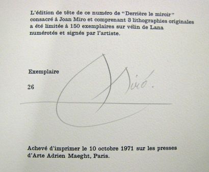 null Joan MIRO « Derrière le Miroir » édition luxe sur velin, signée et numérotée...