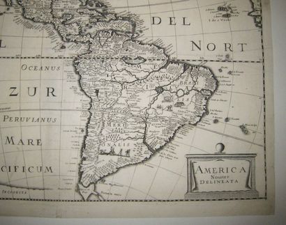 null CARTE DE L'AMERIQUE - "AMERICA Nouiter delineata". C.1640. Publiée par Pierre...