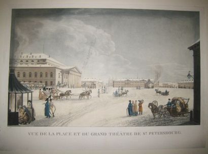 null RUSSIE - "VUE de la PLACE et du Grand Théâtre de ST PETERSBOURG". Belle Vue...