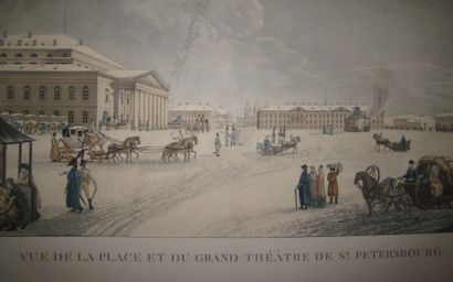 null RUSSIE - "VUE de la PLACE et du Grand Théâtre de ST PETERSBOURG". Belle Vue...