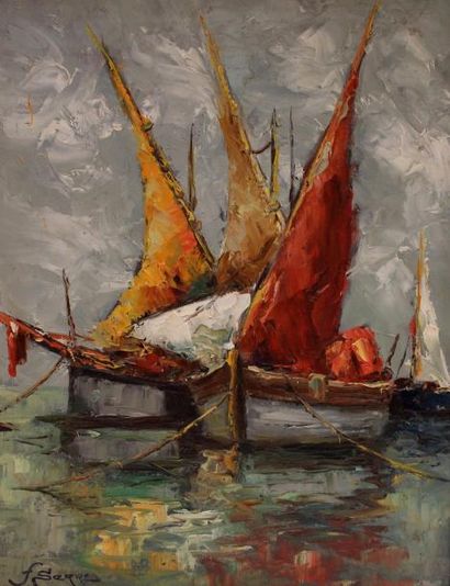 null SERRE Fernand (1885- ?) : « Les bateaux ». Huile sur toile signée en bas à gauche....