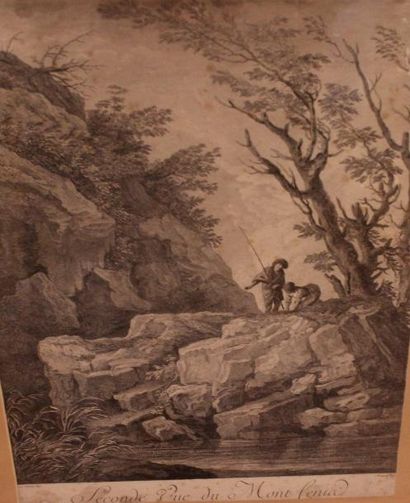 null Joseph VERNET (d’après) : Seconde Vue du Mont-Cenis, eau-forte, XVIIIème siècle,...