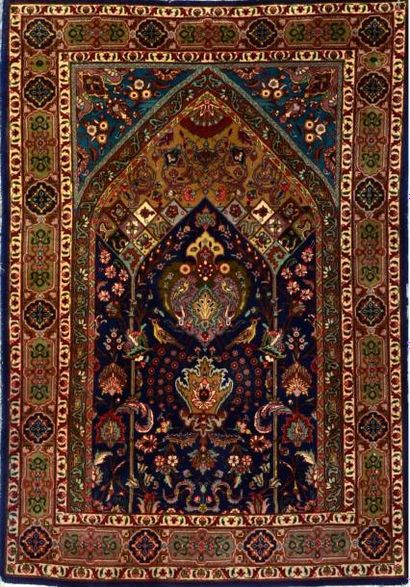 null Fin TABRIZ (Nord-Ouest de l'Iran), forme prière, vers 1980. 150 x 100 cm