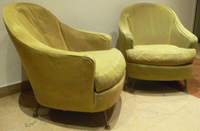 null Jules LELEU (1883-1961). Salon comprenant un canapé et trois fauteuils à dossier...
