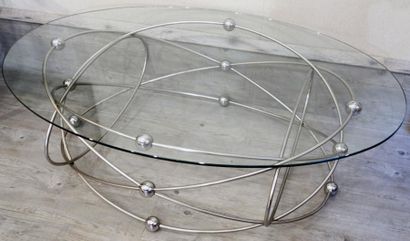 null H. 42 cm 

L. 140 cm

P. 90 cm.Maurce Marty (né en 1935)

Table « Atome, 2008...