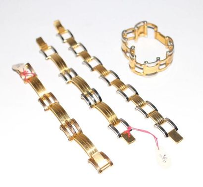 null Lot de 4 bracelets métal doré et métal argenté