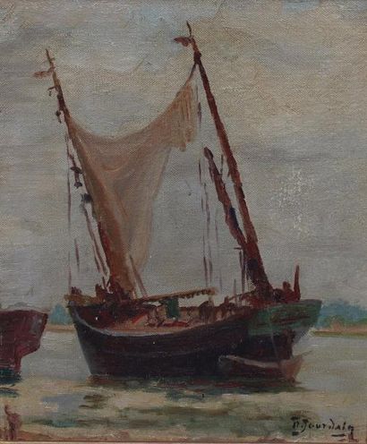 null JOURDAIN Francis (1876-1956) : « Vue de bateau ». Huile sur toile marouflé sur...