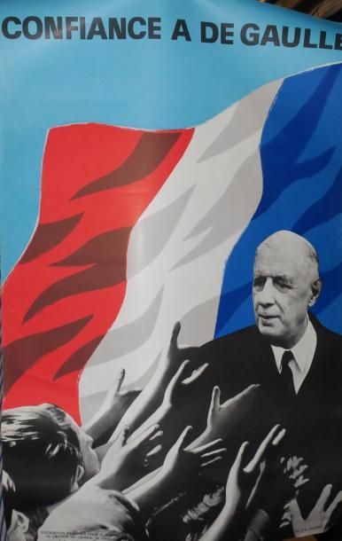 null AFFICHE DE GAULLE - "CONFIANCE A DE GAULLE". XX ème. Imprimée en couleurs chez...