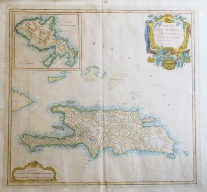 null REPUBLIQUE DOMINICAINE - HAÏTI & MARTINIQUE - CARTE des "Isles de SAINT DOMINGUE...