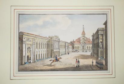 null RUSSIE - 4 VUES DE ST PETERSBOURG. c.1823. ENSEMBLE de 4 lithographies par Alexandre...