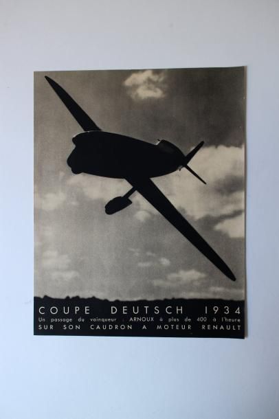 null COUPE DEUTSCH de 1934 _ CAUDRON Feuillet publicitaire pour l’avion Caudron à...