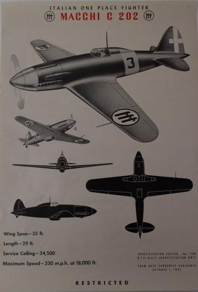 null MACCHI C-202

Affiche d’identification américaine d’octobre 1942. 50x35 cm.