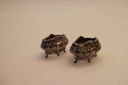 null Paire de salières en argent Minerve, intérieur verre. Poids brut total 86 g...