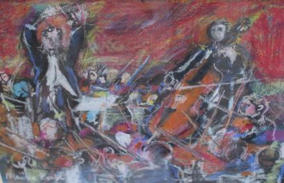 null Maurice EMPI (né en 1933) : « Le Concert ». Pastel sur papier signé en bas à...