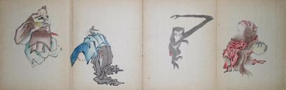null Atelier HOKUSAI. Album d’aquarelles : scènes animées de personnages, oiseaux,...
